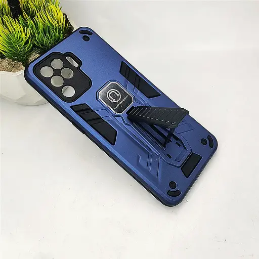 [PO39BOF19PR-2-17] Oppo F19 Pro Armor With Stand Back Case (Navy Blue)