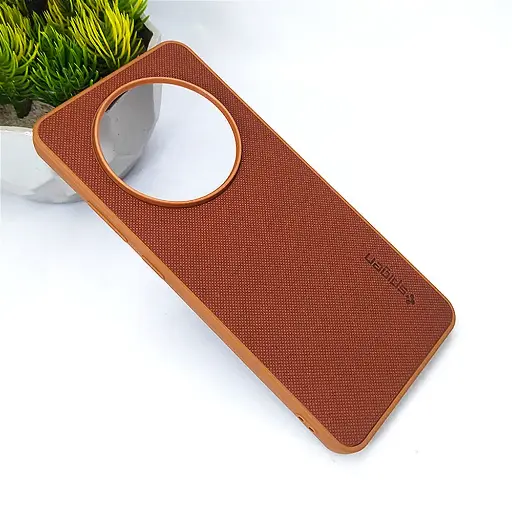 [PO32BORNO12F-16-13] Oppo Reno 12F Spigen Hard Dotted Leather Back Case (Brown)
