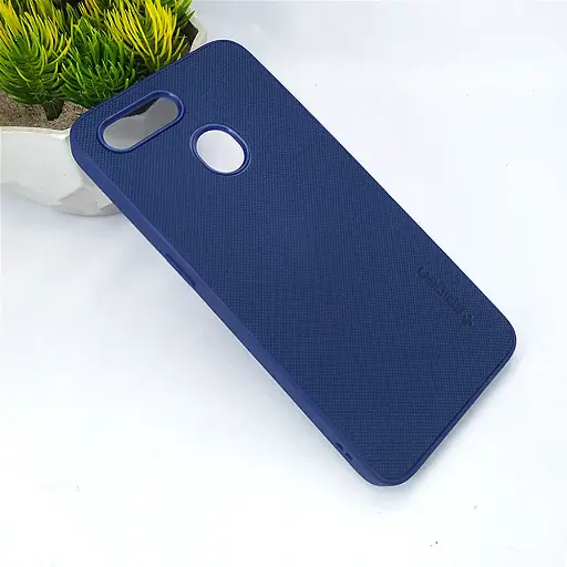 [PO32BOA5S-16-17] Oppo A5S|F9|A12|A7|A11K Spigen Hard Dotted Leather Back Case (Navy Blue)