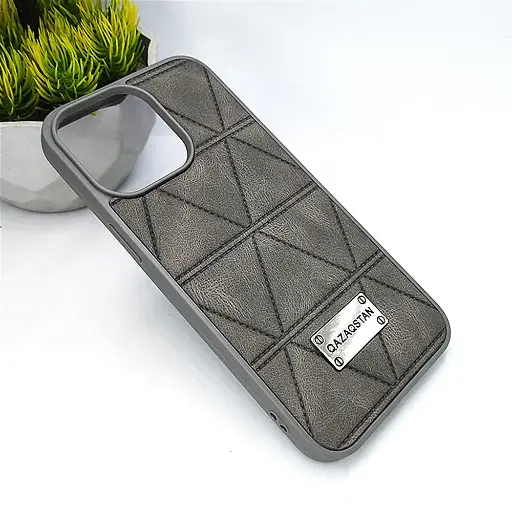 [PO56BIP13PMAX-1-36] iPhone 13 Pro Max Prick Pattern Premium Leather Back Case (Natural Tiatnium)