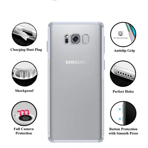 [PO7BSS8PL-3] Samsung Galaxy S8 Plus Dust Plug Transparent Back Case