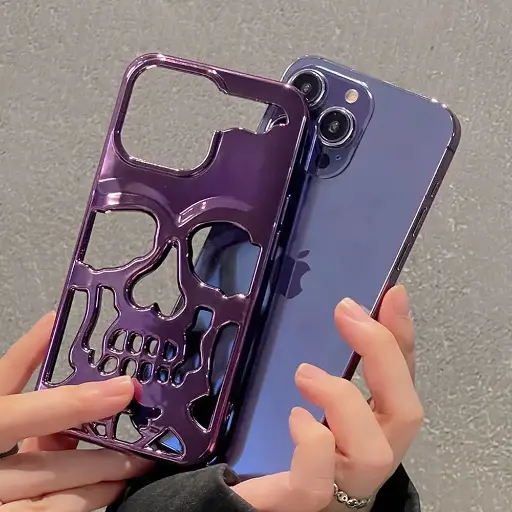 [PO38BIP12PMAX-11-12] iPhone 12 Pro Max Skull Back Case (Deep Purple)