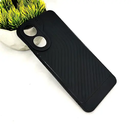 [PO14BOA58-12-2] Oppo A58 4G GEAR 4 Luxuary Carbon Texture Soft Silicone Back Case (Black)
