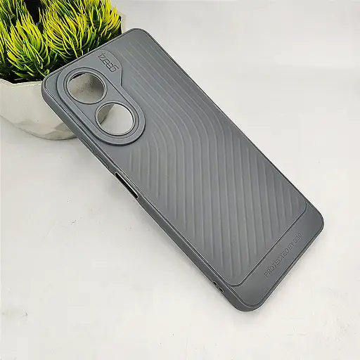 [PO14BOA58-12-9] Oppo A58 4G GEAR 4 Luxuary Carbon Texture Soft Silicone Back Case (Gray)