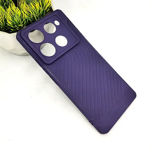 [PO14BINOT40PR-12-12] Infinix Note 40 Pro 4G GEAR 4 Luxuary Carbon Texture Soft Silicone Back Case (Purple)