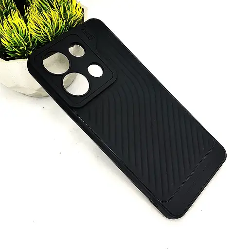 [PO14BMINOT13-12-2] Xiaomi Redmi Note 13 4G GEAR 4 Luxuary Carbon Texture Soft Silicone Back Case (Black)