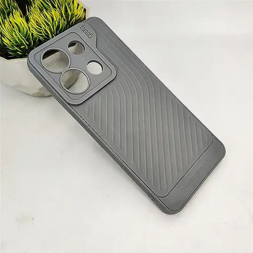 [PO14BMINOT13-12-9] Xiaomi Redmi Note 13 4G GEAR 4 Luxuary Carbon Texture Soft Silicone Back Case (Gray)