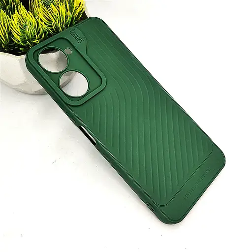 [PO14BVIY18-12-11] Vivo Y18 Y18e Y03 Y03t Gear 4 Luxury Carbon Texture Soft Silicone Case - Green