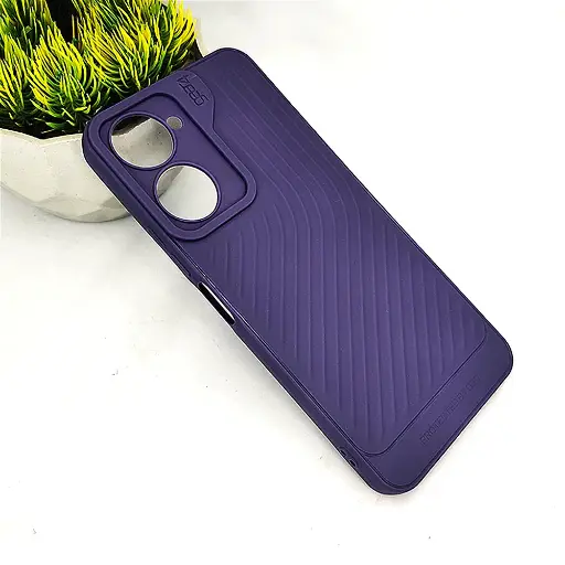 [PO14BVIY18-12-12] Vivo Y18 Y18e Y03 Y03t Gear 4 Luxury Carbon Texture Soft Silicone Case - Purple
