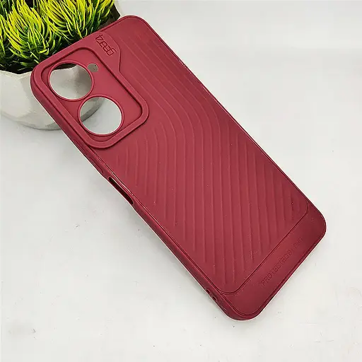 [PO14BVIY18-12-21] Vivo Y18 Y18e Y03 Y03t Gear 4 Luxury Carbon Texture Soft Silicone Case - Maroon