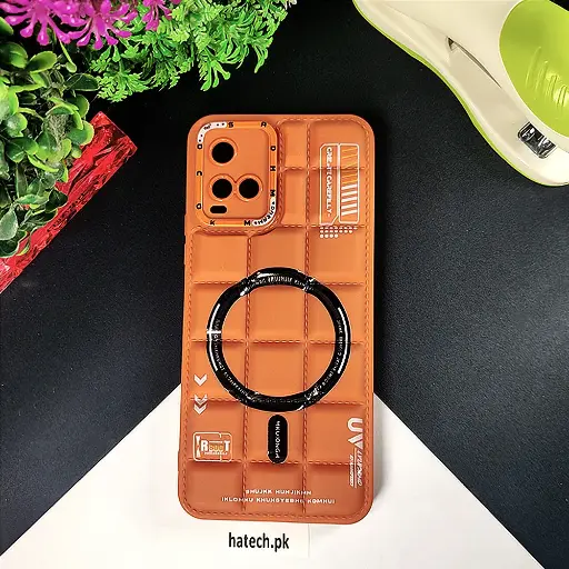 [PO14BVIY33S-70-13] Vivo Y33S/Y33T/Y21T/Y21S 3D Cubes Puffer Printed Back Case - Brown