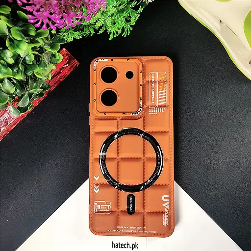 [PO14BVIY36-70-13] Vivo Y36 4G/5G/Y27s 3D Cubes Puffer Printed Back Case - Brown