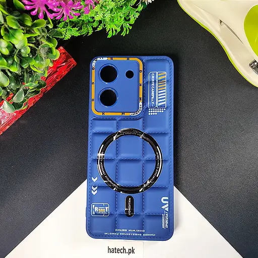 [PO14BVIY36-70-17] Vivo Y36 4G/5G/Y27s 3D Cubes Puffer Printed Back Case - Navy Blue