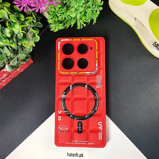 [PO14BINOT40PR-70-4] Infinix Note 40 Pro 3D Cubes Puffer Printed Back Case (Red)