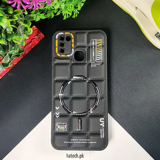 [PO14BISMRT5-70-2] Infinix Smart 5|Smart 6|Hot 10 Lite 3D Cubes Puffer Printed Back Case (Black)