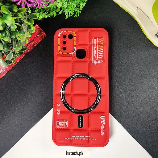 [PO14BISMRT5-70-4] Infinix Smart 5|Smart 6|Hot 10 Lite 3D Cubes Puffer Printed Back Case (Red)