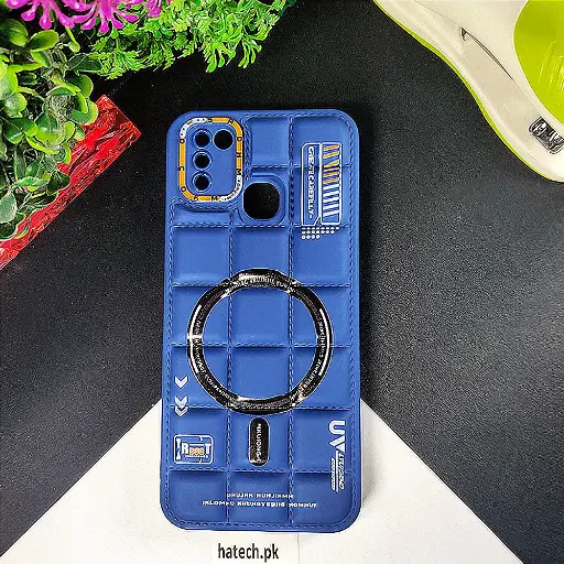 [PO14BISMRT5-70-17] Infinix Smart 5|Smart 6|Hot 10 Lite 3D Cubes Puffer Printed Back Case (Navy Blue)