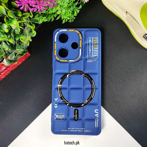 [PO14BIHOT30-70-17] Infinix Hot 30 3D Cubes Puffer Printed Back Case (Navy Blue)