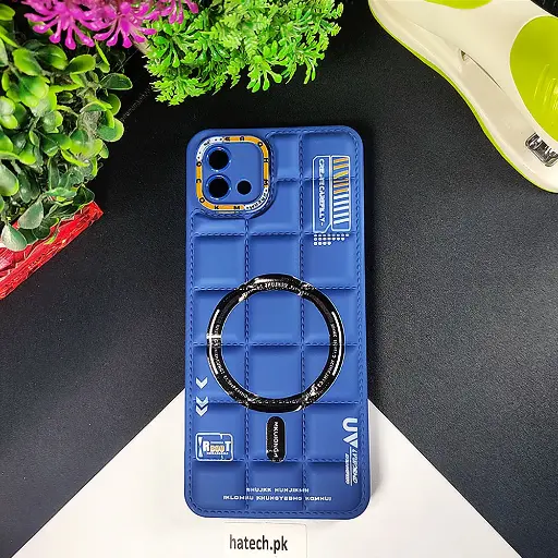 [PO14BOA16E-70-17] Oppo A16E|A16K 3D Cubes Puffer Printed Back Case (Navy Blue)