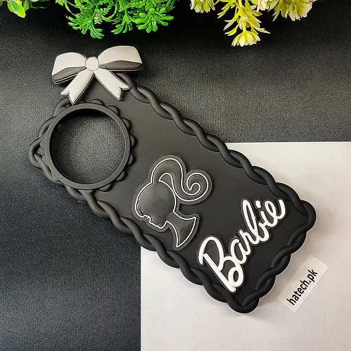 [PO51BTSPRK20PRPL-12-2] Tecno Spark 20 Pro Plus Soft Silicone Barbie Curly Back Case (Black)