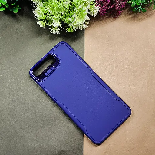 [PO14BOA3S-72-17] Oppo A12E/A3S/Realme C1 Pro Camera Stand Soft Silicone Back Case - Navy Blue