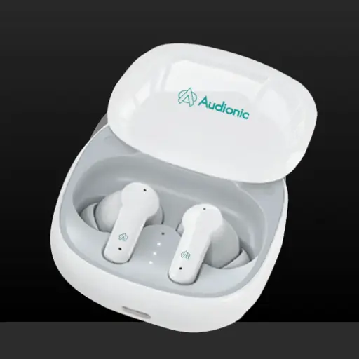[HFB5AD8-4-1] Audionic 550 Wireless Bluetooth Earbuds (White) 