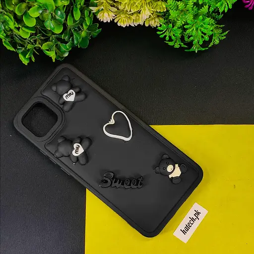 [PO51BOA16E-3-2] Oppo A16E|A16K Sweet Bear Silicone Back (Black)