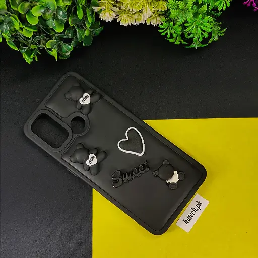[PO51BOA53-3-2] Oppo A53 Sweet Bear Silicone Back Case (Black)