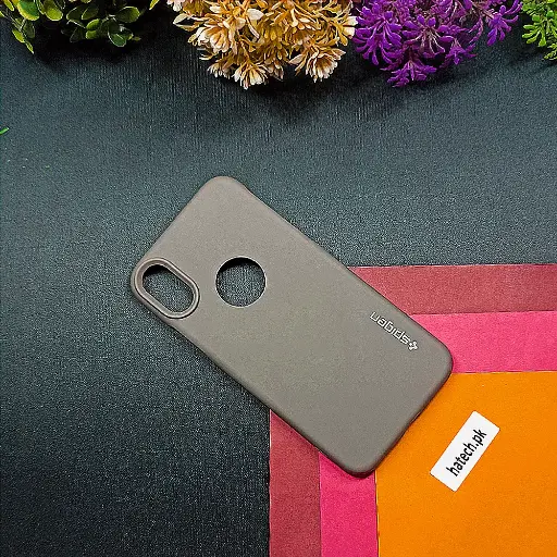 [PO14BIP8X-56-36] iPhone X|XS Spigen Soft Silicone Back Case (Natural Titanium)