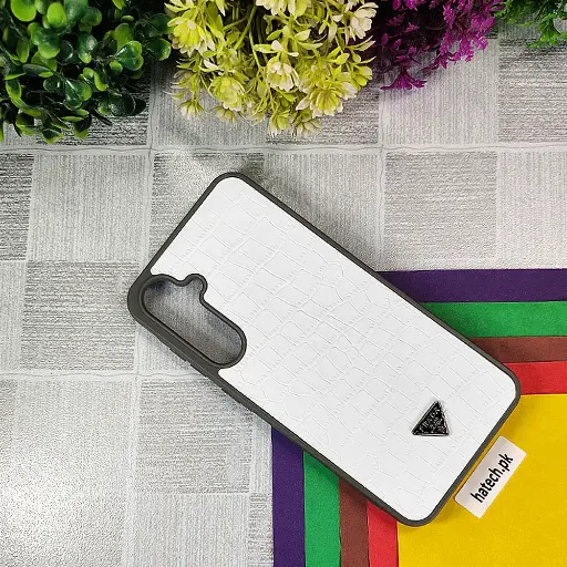 [PO55BSA55-7-1] Samsung A55 5G PRADA Crocodile Texture Leather Back Case (White)