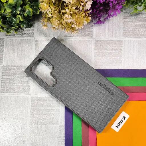 [PO32BSS24U-16-36] Samsung Galaxy S24 ULTRA Spigen Hard Dotted Leather Back Case (Natural Titanium) 
