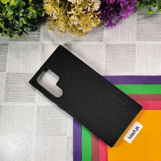 [PO32BSS24U-16-2] Samsung Galaxy S24 ULTRA Spigen Hard Dotted Leather Back Case (Black)