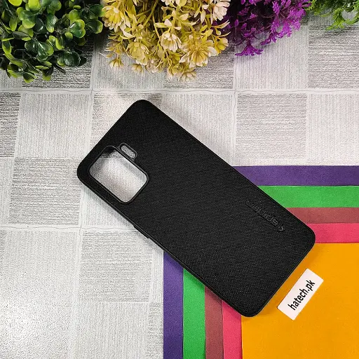 [PO32BOF19PR-16-2] Oppo F19 Pro|A94 Spigen Hard Dotted Leather Back Case (Black)