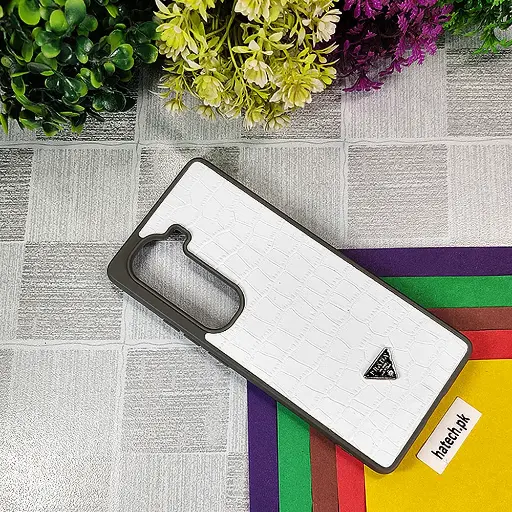 [PO55BIHOT50PRPL-7-1] Infinix Hot 50 Pro Plus 4G PRADA Crocodile Texture Leather Back Case (White)