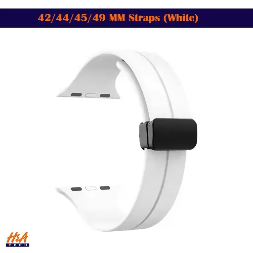 [WSRLM45-3-1] 42/44/45/49 MM Magnetic D Buckle Silicon (Rubber)  Straps For Smart Watch  (White) 