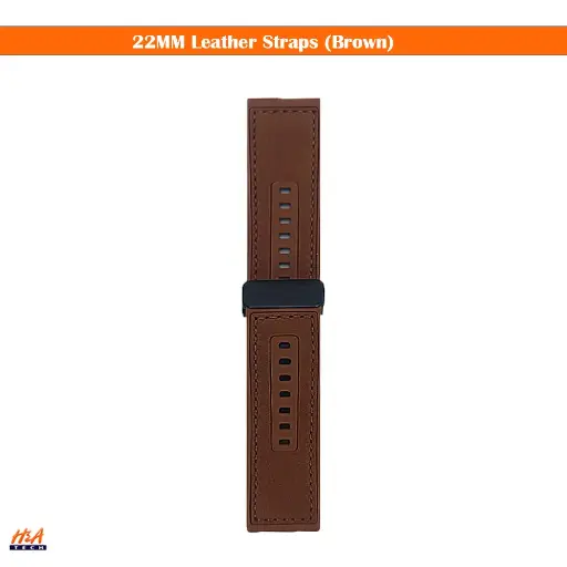 [WSLLM22-1-13] 22MM Leather Straps With Magnet Lock For Smart Watch (Brown)