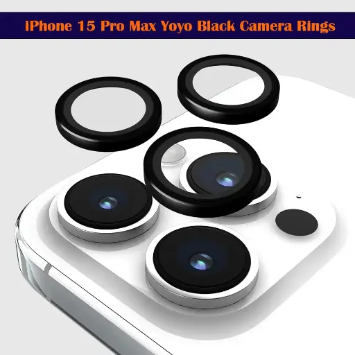 [PL14IP15PMX-5-2] iPhone 15 Pro Max Yoyo Black Camera Rings - Sleek Lens Protection 