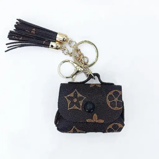 [HFBCASE-28-34] Apple Airpods Pro 2 Ladies LV Chain Leather Case (Dark Brown)