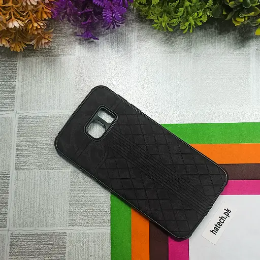 [PO18BSS6EDG-20-2] Samsung Galaxy S6 Edge Lining Leather Texture Back Case (Black)