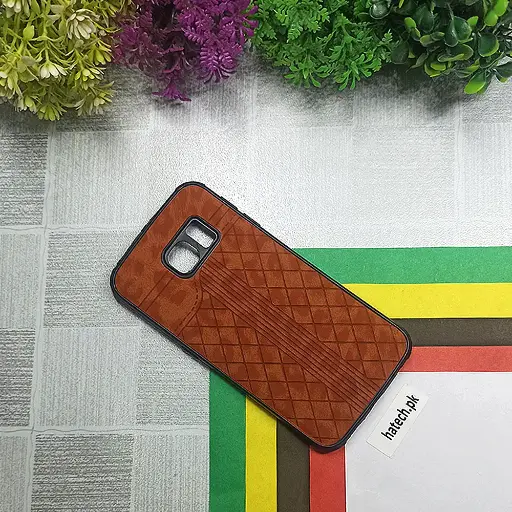 [PO18BSS6EDG-20-13] Samsung Galaxy S6 Edge Lining Leather Texture Back Case (Brown)