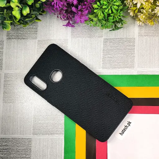 [PO32BSA10S-16-2] Samsung A10S Spigen Hard Dotted Leather Back Case (Black)  