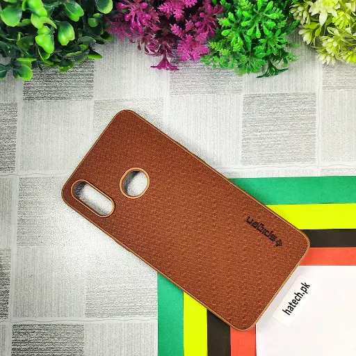 [PO32BSA10S-16-13] Samsung A10S Spigen Hard Dotted Leather Back Case (Brown)