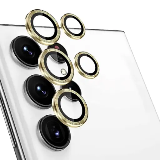 [PL14SS22UL-5-5] Samsung S22 Ultra Yoyo Camera Rings - Golden | Premium Lens Protection  