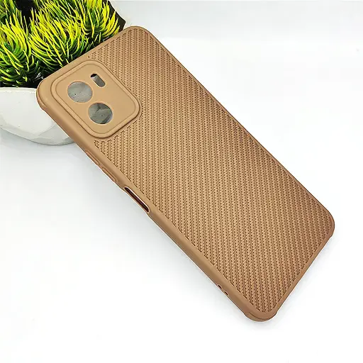 [PO14BVIY15S-74-13] Vivo Y15s|Y15c Carbon Texture Lining Soft Silicone Back Case (Brown)