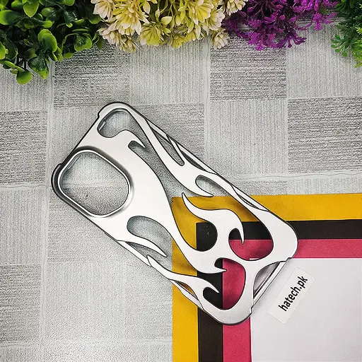 [PO38BIP16-13-7] iPhone 16 FlameFlex Metal Feel Flexible Shock Proof Case (Silver)