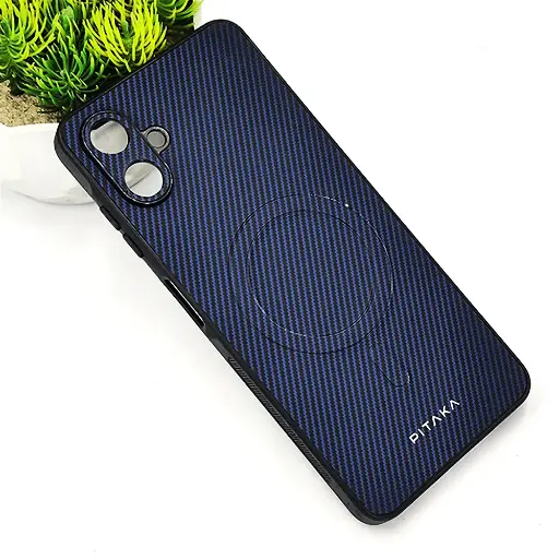 [PO4BSA06-13-17] Samsung Galaxy A06 Carbon Fiber With Wireless Magsafe Back Case (Navy Blue)