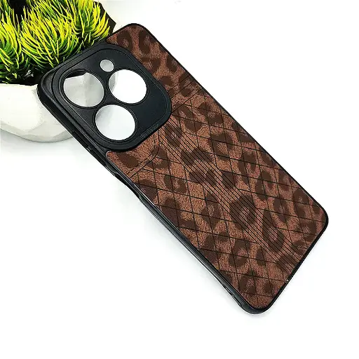 [PO18BTSPRK20C-20-34] Infinix Hot 40i|Smart 8|Smart 8 Pro |Tecno Pop 8|Spark 20C|Spark 20 Lining Leather Texture Back Case (Dark Brown)