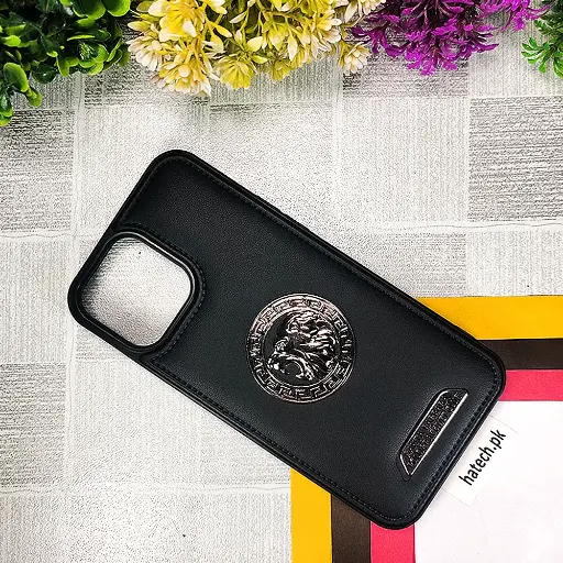 [PO33BIP13PMAX-2-2] iPhone 13 Pro Max Embossed Tiger Matel Logo Santa Barbara Polo Racquet Club Back Case (Black)