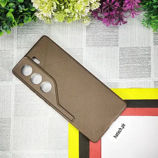 [PO14BTCMN40PR-75-13] Tecno Camon 40 Pro PU Leather Texture Skin Surfer Soft Silicone Back Case (Brown)