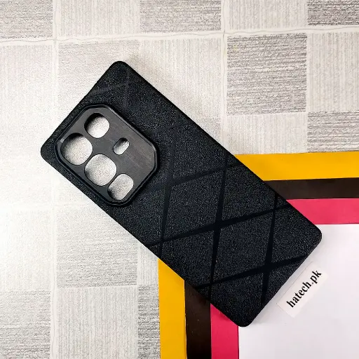 [PO14BINOT50-75-2] Infinix Note 50 4G PU Leather Texture Skin Surfer Soft Silicone Back Case (Black)